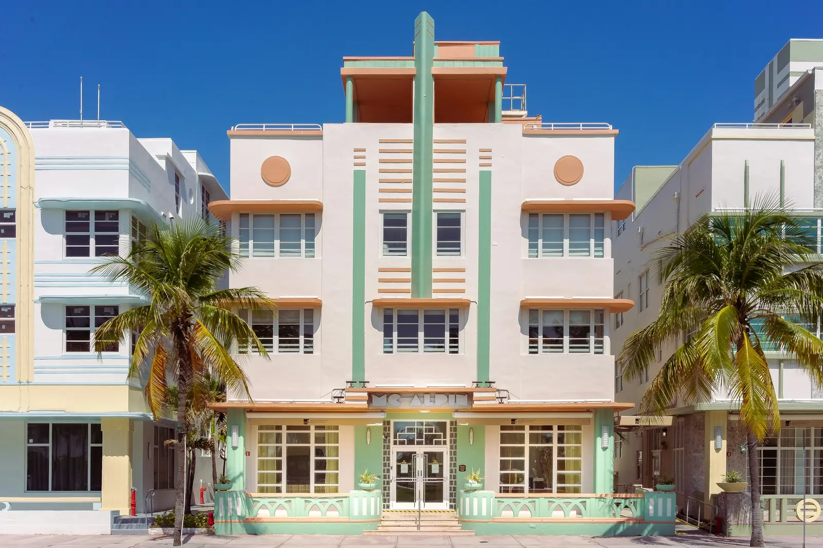 Art Deco hotel facade on Ocean Drive, Miami Beach